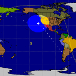 ISS sub-satellite footprint on a rectangular map